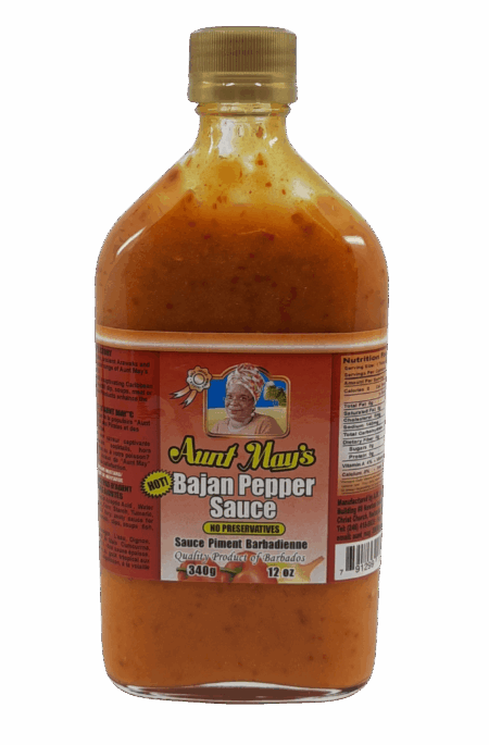 Aunt May's Bajan Pepper Sauce (Hot) 12 Oz